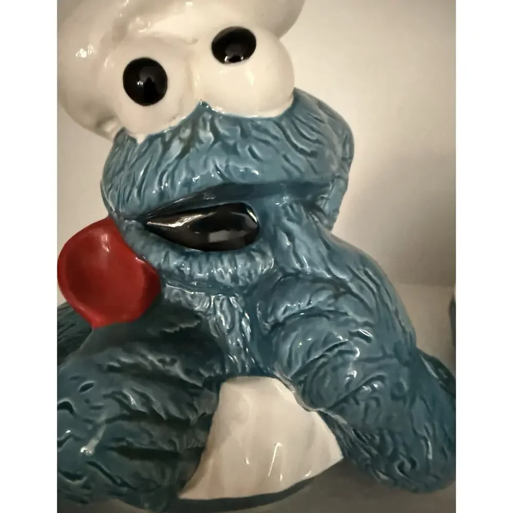 Vintage 1993 Jim Henson Sesame Street Cookie Monster ceramic cookie jar w/ lid